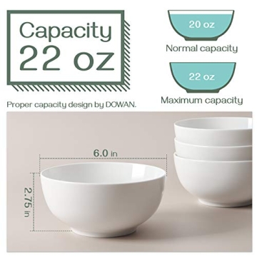 DOWAN 22 OZ Ceramic Bowls Set of 4 for Kitchen