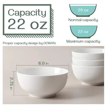 DOWAN 22 OZ Ceramic Bowls Set of 4 for Kitchen