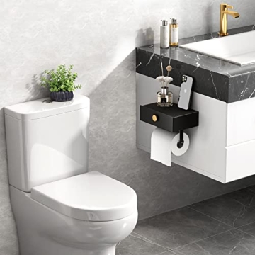 VOLDRA Toilet Paper Holder with Snack Tray for Bathroom