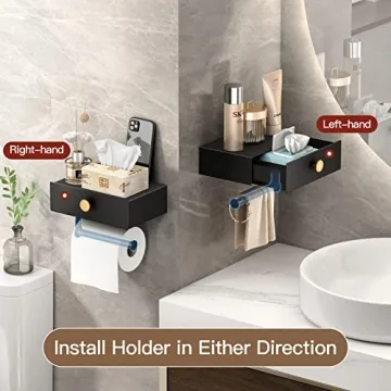 VOLDRA Toilet Paper Holder with Snack Tray for Bathroom