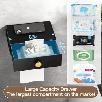 VOLDRA Toilet Paper Holder with Snack Tray for Bathroom