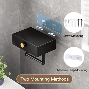 VOLDRA Toilet Paper Holder with Snack Tray for Bathroom