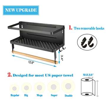 Hoopoton Magnetic Spice Rack and Towel Holder for Kitchen