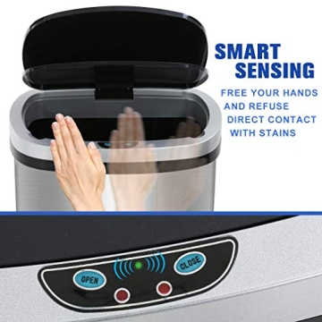 13 Gallon Touch Free Trash Can - Modern Waste Solution