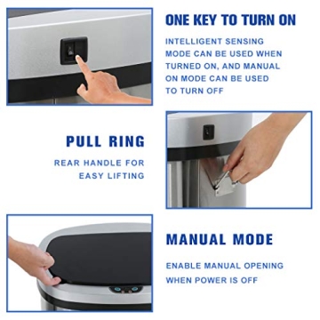 13 Gallon Touch Free Trash Can - Modern Waste Solution