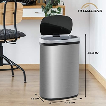 13 Gallon Touch Free Trash Can - Modern Waste Solution