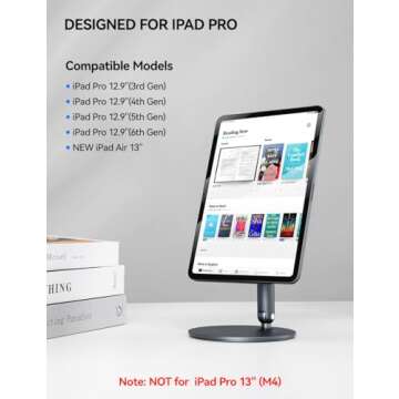 BENKS Magnetic iPad Stand Holder, Foldable Portable Tablet Holder, 360° Adjustable Rotating Alumini...