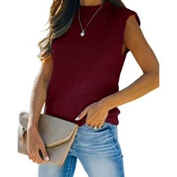 Amarmia Women's Mock Neck Knit Sweater Vest Sleeveless Casual Trendy Summer Ribbed Pullover Tank Top...
