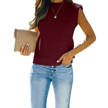 Amarmia Women's Stylish Mock Neck Knit Sweater Vest