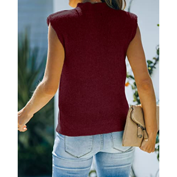 Amarmia Women's Stylish Mock Neck Knit Sweater Vest
