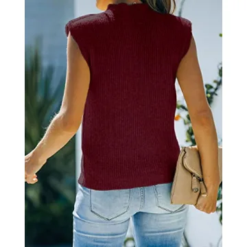 Amarmia Women's Stylish Mock Neck Knit Sweater Vest
