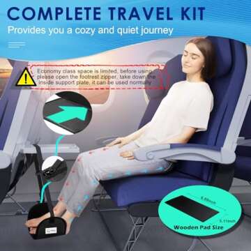 CERBONNY Airplane Foot Rest - Portable and Adjustable Foot Hammock,Airplane Travel Flight Essential ...