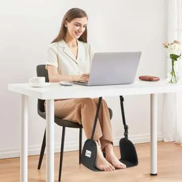 CERBONNY Airplane Foot Rest - Portable and Adjustable Foot Hammock,Airplane Travel Flight Essential for Relaxing Your Feet During Airplane Journeys - Office Footrests (Black)