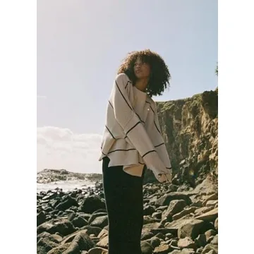 Women's Oversized Crewneck Sweaters Batwing Long Sleeve Side Slit Ribbed Knit Pullover Sweater Tops