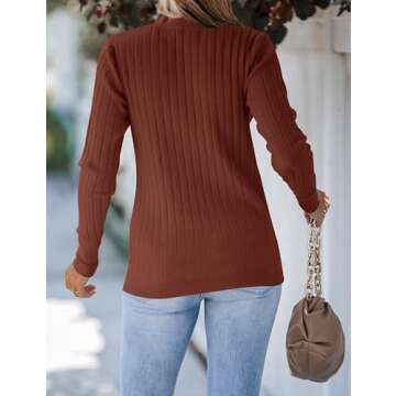 Stylish MEROKEETY Women's Long Sleeve V Neck Ribbed Sweater