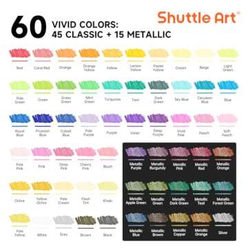 Shuttle Art 60 Colors Dual Tip Acrylic Paint Markers, Brush Tip and Fine Tip Acrylic Paint Pens for ...