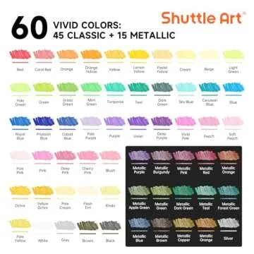 Shuttle Art 60 Colors Dual Tip Acrylic Paint Markers, Brush Tip and Fine Tip Acrylic Paint Pens for ...