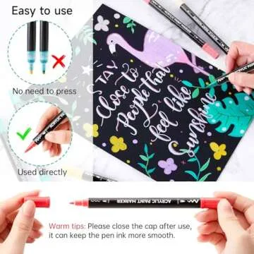 Shuttle Art 60 Colors Dual Tip Acrylic Paint Markers, Brush Tip and Fine Tip Acrylic Paint Pens for Rock Painting, Ceramic, Wood, Canvas, Plastic, Glass, Stone, Calligraphy, Card Making, DIY Crafts