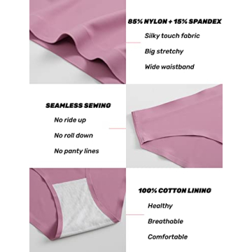 Caterlove Women's Seamless No Show Stretch Panties 6 Pack