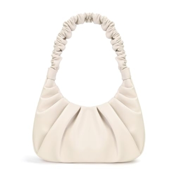 PS PETITE SIMONE Mini Purse Shoulder Bag for Women Fashion Beige Small Ruched Handbags Sofii Clutch ...