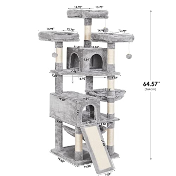BEWISHOME 64.5in Cat Tree for Multi-Level Fun and Scratching