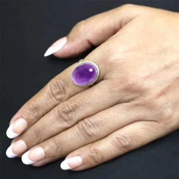 JEWELOPORIUM Amethyst Silver Ring for Women