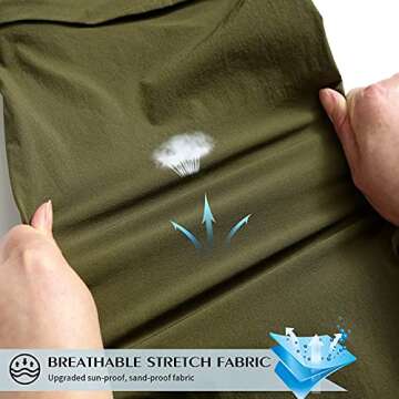 CAMOFOXIN Men's Hiking Pants Outdoor Convertible Quick Dry Fishing Pants & Shorts (Army Green, 38W X 32L)