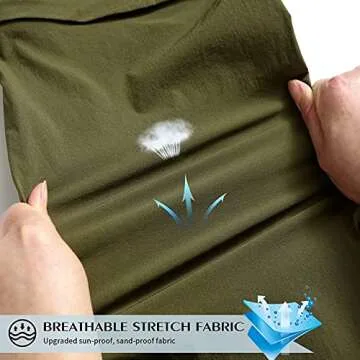 CAMOFOXIN Men's Hiking Pants Outdoor Convertible Quick Dry Fishing Pants & Shorts (Army Green, 38W X 32L)