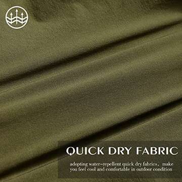 CAMOFOXIN Men's Hiking Pants Outdoor Convertible Quick Dry Fishing Pants & Shorts (Army Green, 38W X 32L)