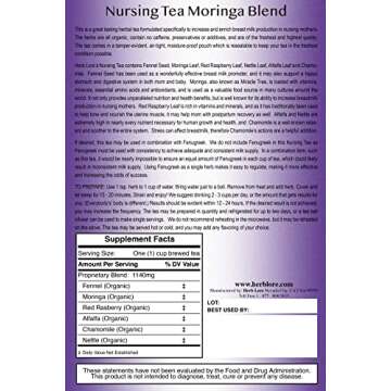 Herb Lore Nursing Tea Moringa Blend - 60 Cups Loose Leaf - Lactation Tea for Breastfeeding Mothers - Supplement to Increase Breast Milk Supply - Breastmilk Production Booster