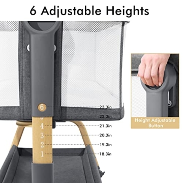 Jimglo 3-in-1 Baby Bassinet with Adjustable Height and Wheels