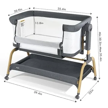 Jimglo 3-in-1 Baby Bassinet with Adjustable Height and Wheels