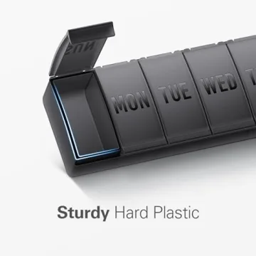 Barhon Pill Organizer Large, Weekly Pill Organizer Pill Box, Medicine Pill Organizer Travel, 7 Day Pill Case for Big Vitamin Supplements Fish Oil, Black