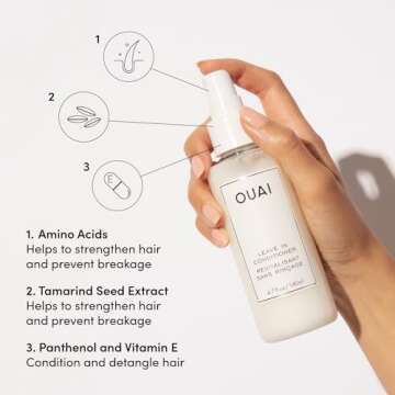 OUAI Leave In Conditioner & Heat Protectant Spray - Prime Hair for Style, Smooth Flyaways, Add Shine and Use as Detangling Spray - No Parabens, Sulfates or Phthalates (1.5 oz)