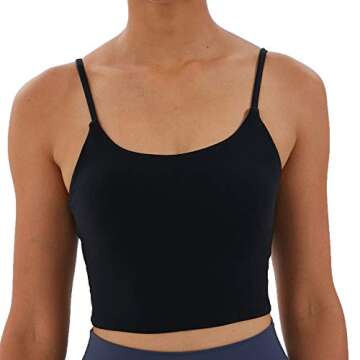 Meslong Women's Strappy Stretch Sports Bra Longline Yoga Tank Top Fitness Bra Workout Camisole Crop ...