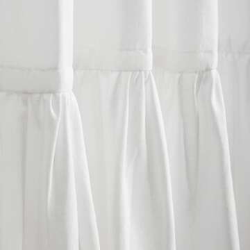 Felisa White Farmhouse Boho Shower Curtain with A Ruffle Hem, Linen Blend Shower Curtain for Bathroom,72"x72"