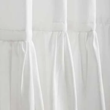 Felisa White Farmhouse Boho Shower Curtain with A Ruffle Hem, Linen Blend Shower Curtain for Bathroom,72"x72"