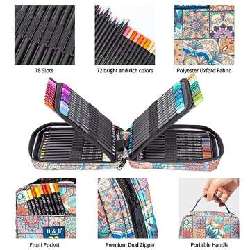 H & B Colored Pencils Set with Coloring Book, Eraser, and Sharpener - Perfect for Drawing and Colori...
