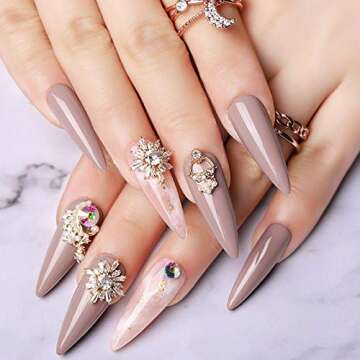 100pcs Black Long Stiletto Fake Nail Tips Full Cover Pure Color Artificial False Nails with 5pcs Nail Glues Acrylic Nail Art DIY Design (Black, Stiletto)