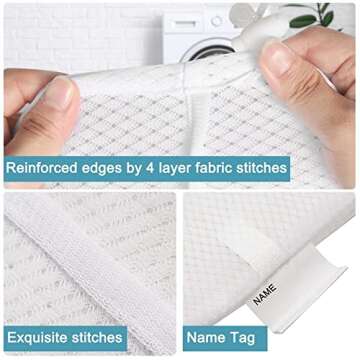 Polecasa Heavy Duty Large Mesh Laundry Bag with Drawstring Closure and ID Tag, Durable Laundry Bag for Travel, Sports, Dorms (24"x 36"| 1 Pack) - White