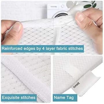 Polecasa Heavy Duty Large Mesh Laundry Bag with Drawstring Closure and ID Tag, Durable Laundry Bag for Travel, Sports, Dorms (24"x 36"| 1 Pack) - White