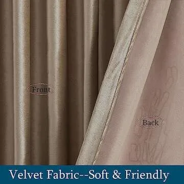 PRIMROSE Taupe Curtains 90 inch for Living Room,2 Panels Velvet Drapes Blackout Rod Pocket Back Tab Window Treatment Room Darkening Decorative Thick Curtains for Bedroom