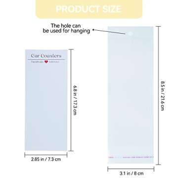 100PCS Car Coaster Packaging for Selling, Sublimation Blanks Car Coasters Cards with Bags, Sublimation Car Coasters Display Cards 6.8x2.85In, Heat Press Machines Accessories