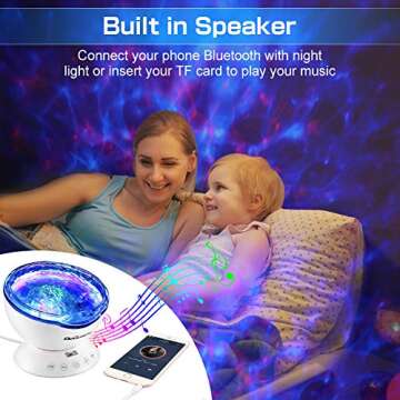 Ocean Wave Projector,Delicacy 12 LED Remote Control Undersea Lamp 7 Color Changing Music Player Night Light Projector for Kids Adults Bedroom Living Room Decoration