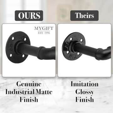 MyGift Industrial Pipe Matte Black Metal Paper Towel Holder Under Cabinet or Wall Mounted Kitchen Towel Rack