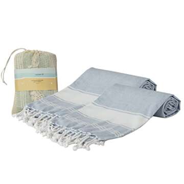 LANE LINEN Beach Towels for Women, 2 Pack Large Beach Towels Oversized, Pre-Washed, No-Shrink Sand Free Beach Towels, Quick Dry, Lightweight Travel Towel,Soft Beach Bath Towel, 39"x71" - Sky Blue