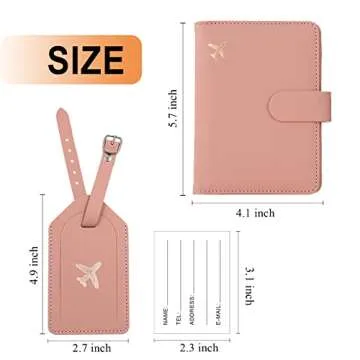 Melsbrinna Rfid Passport Holder for Travel women/Men Set Travel Suitcase Tag, Cute Passport Wallet Rfid Blocking Card Slots, Rfid Passport Cover/CaseTravel Wallet (Pink)