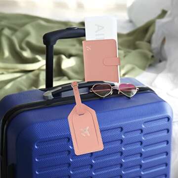 Melsbrinna Rfid Passport Holder for Travel women/Men Set Travel Suitcase Tag, Cute Passport Wallet Rfid Blocking Card Slots, Rfid Passport Cover/CaseTravel Wallet (Pink)