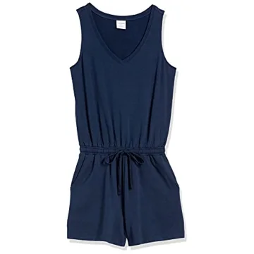 Amazon Essentials Women's Studio Terry Fleece Romper Navy