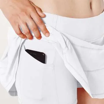 MCEDAR Athletic Tennis Golf Skorts Skirts for Women with Pocket Workout Running Sports Pleated Skirts Casual White/6